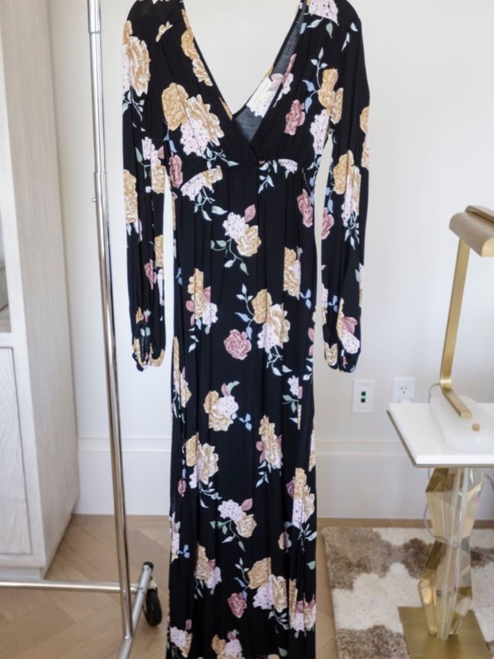 Love Stitch Floral Long-Sleeve Maxi Dress